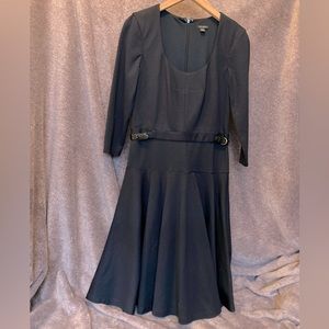 Heavyweight Navy Dress with Faux Leather Belt Detail